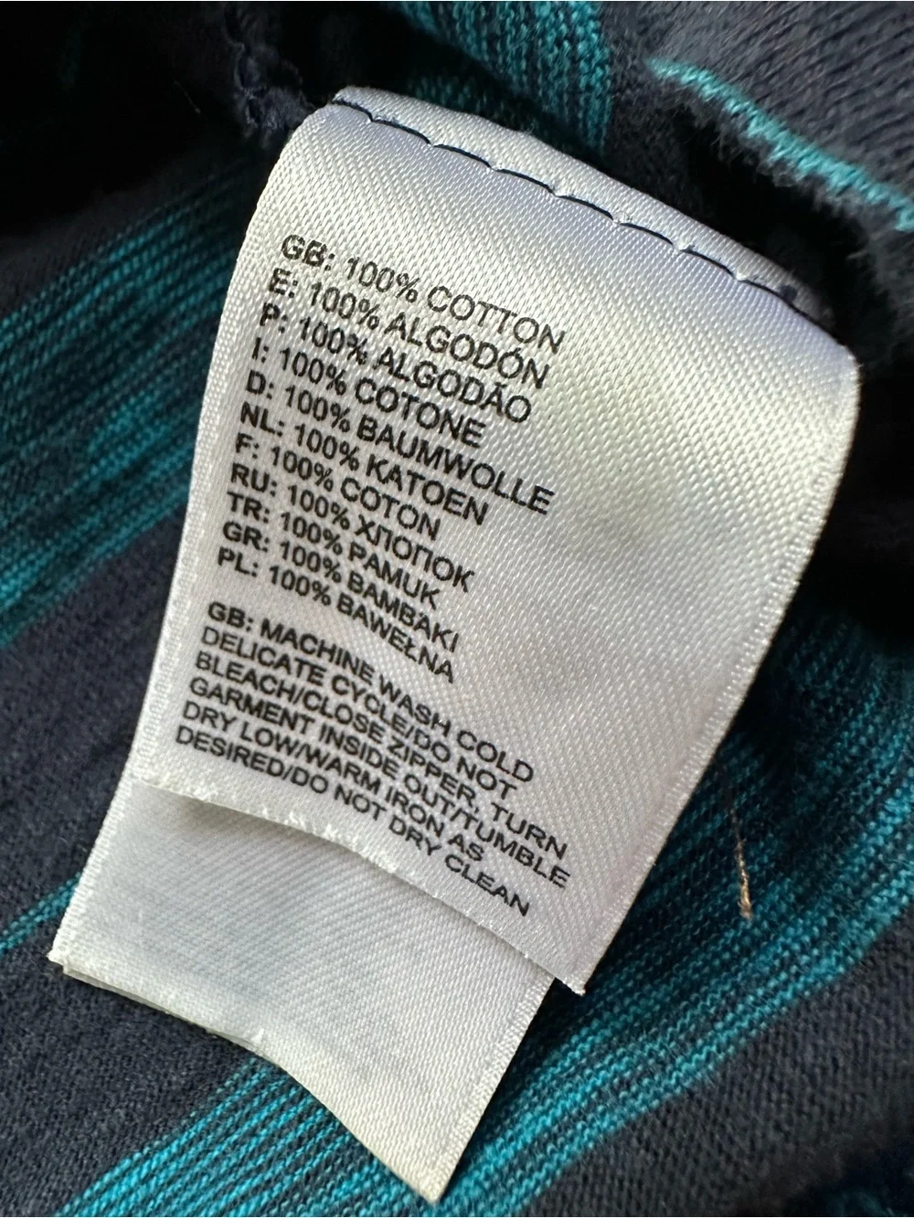 Vintage The North Face Striped Navy and Teal Polo